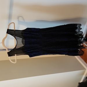 Anthropologie Black and blue lace dress
